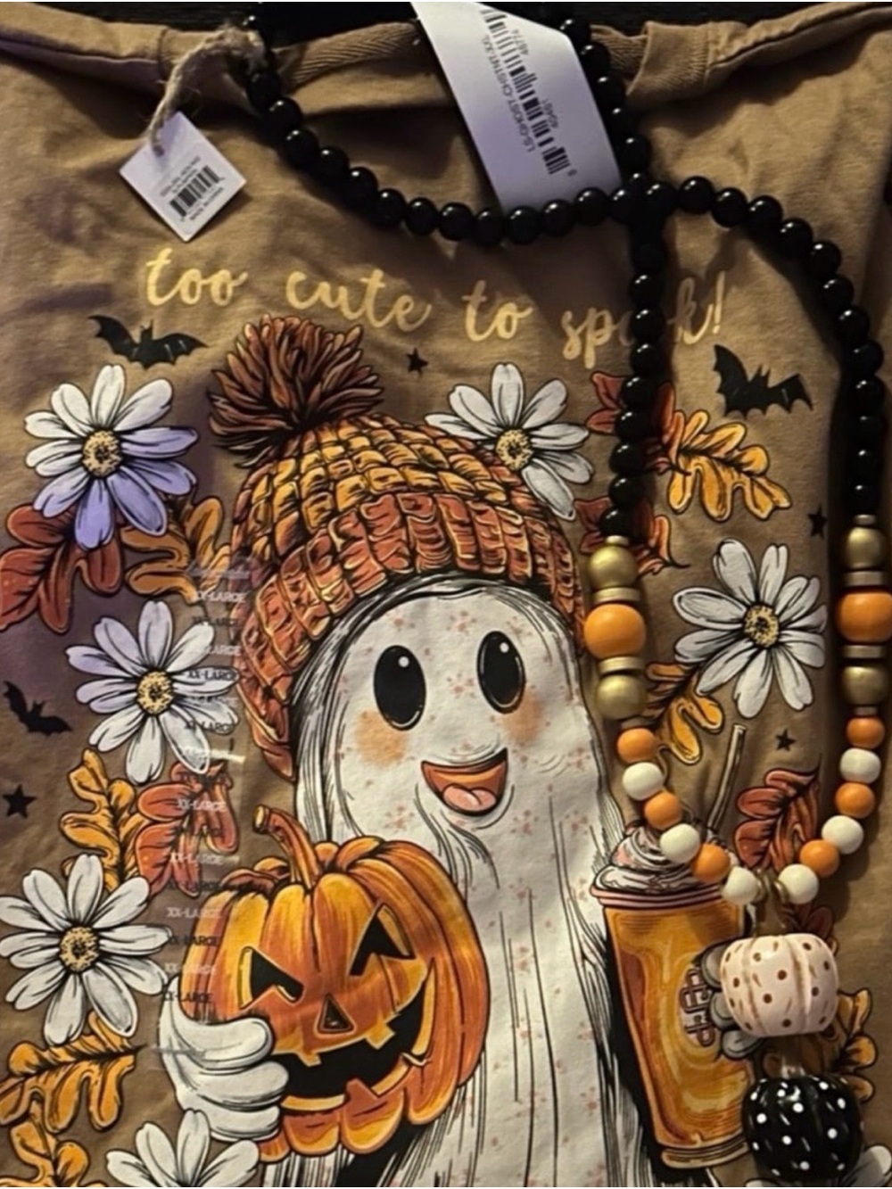 Simply Southern Cute to Spook Ghost Pumpkin Halloween Shirt Necklace Set XXL 2XL